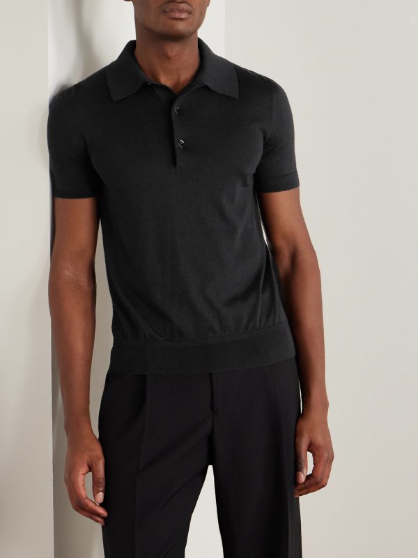 Cashmere and Silk-Blend Polo Shirt - FR Cashmere and Silk-Blend Polo Shirt - FR