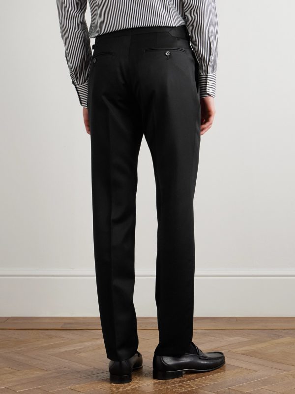 Shelton Slim-Fit Tapered Grain de Poudre Wool and Mohair-Blend Suit Trousers - BK Shelton Slim-Fit Tapered Grain de Poudre Wool and Mohair-Blend Suit Trousers - BK