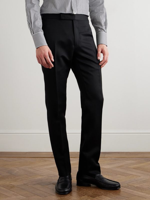 Shelton Slim-Fit Tapered Grain de Poudre Wool and Mohair-Blend Suit Trousers - FR Shelton Slim-Fit Tapered Grain de Poudre Wool and Mohair-Blend Suit Trousers - FR