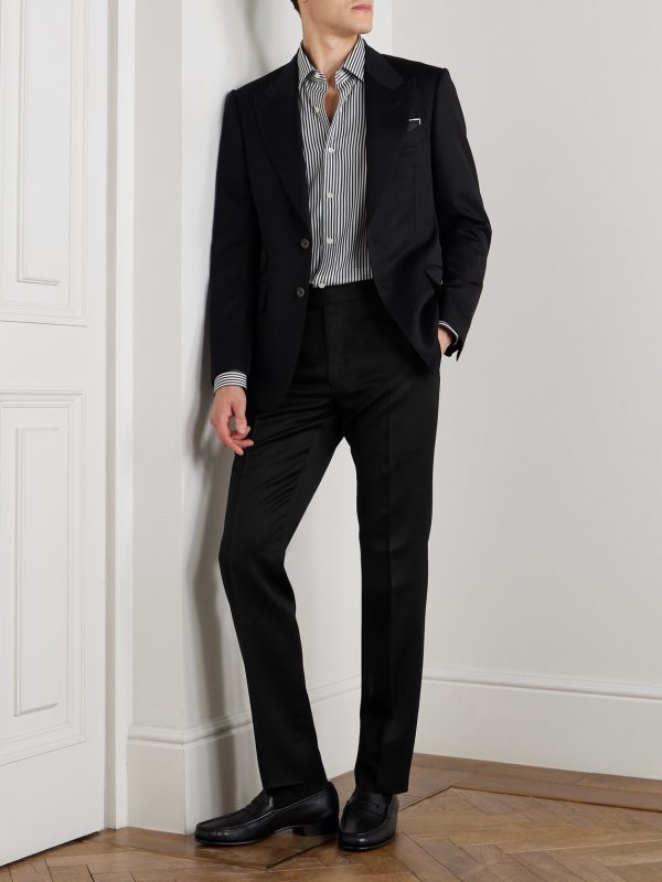 Shelton Slim-Fit Tapered Grain de Poudre Wool and Mohair-Blend Suit Trousers - OU Shelton Slim-Fit Tapered Grain de Poudre Wool and Mohair-Blend Suit Trousers - OU