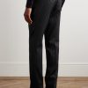 Dyylan Straight-Leg Striped Metallic Wool and Silk-Blend Suit Trousers - BK Dyylan Straight-Leg Striped Metallic Wool and Silk-Blend Suit Trousers - BK