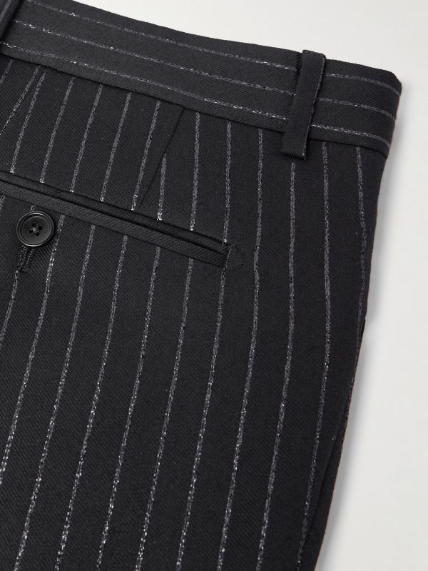 Dyylan Straight-Leg Striped Metallic Wool and Silk-Blend Suit Trousers - CU Dyylan Straight-Leg Striped Metallic Wool and Silk-Blend Suit Trousers - CU