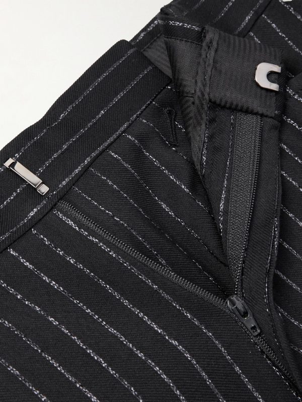 Dyylan Straight-Leg Striped Metallic Wool and Silk-Blend Suit Trousers - E1 Dyylan Straight-Leg Striped Metallic Wool and Silk-Blend Suit Trousers - E1