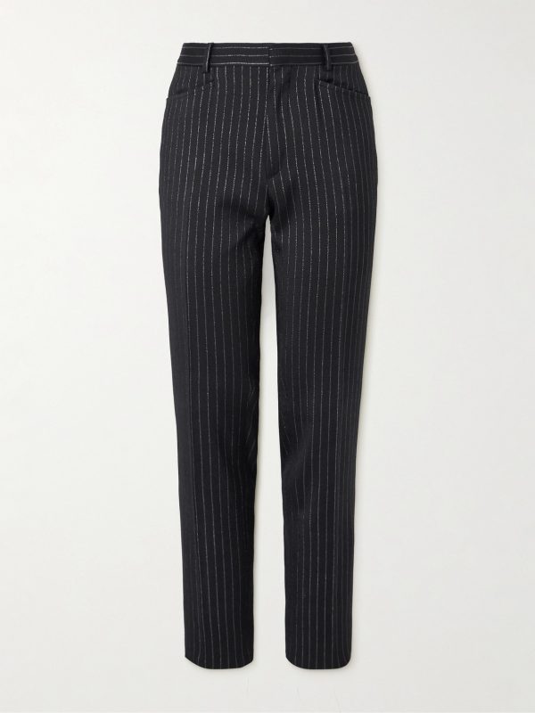 Dyylan Straight-Leg Striped Metallic Wool and Silk-Blend Suit Trousers Dyylan Straight-Leg Striped Metallic Wool and Silk-Blend Suit Trousers