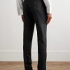 Dyllan Slim-Fit Straight-Leg Stretch-Wool Flannel Trousers - BK