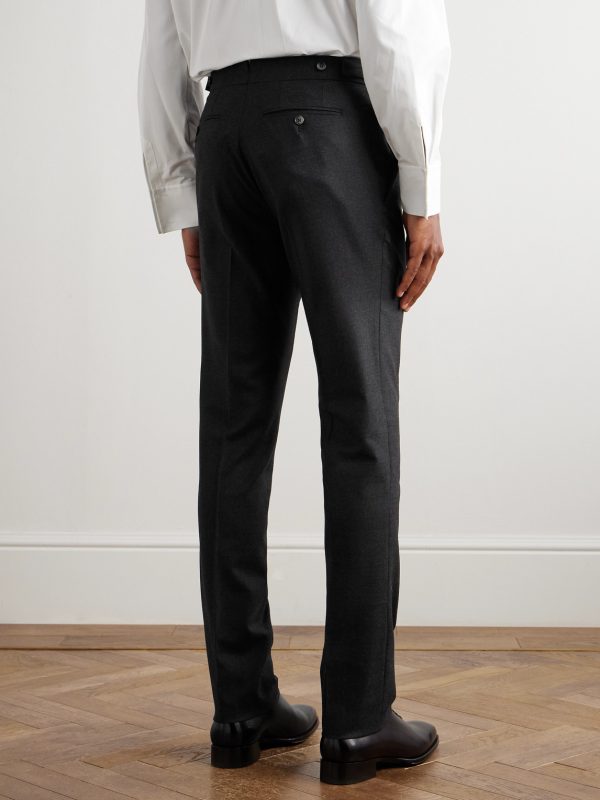 Dyllan Slim-Fit Straight-Leg Stretch-Wool Flannel Trousers - BK