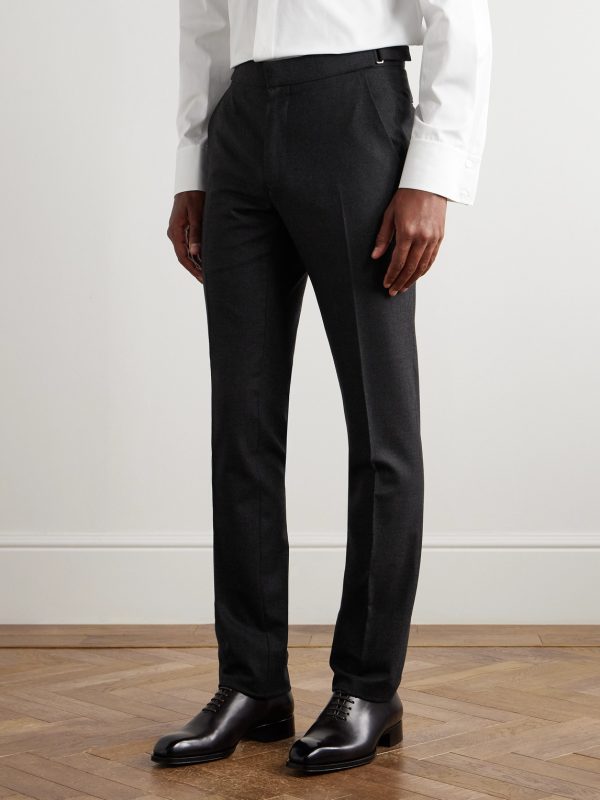 Dyllan Slim-Fit Straight-Leg Stretch-Wool Flannel Trousers - FR