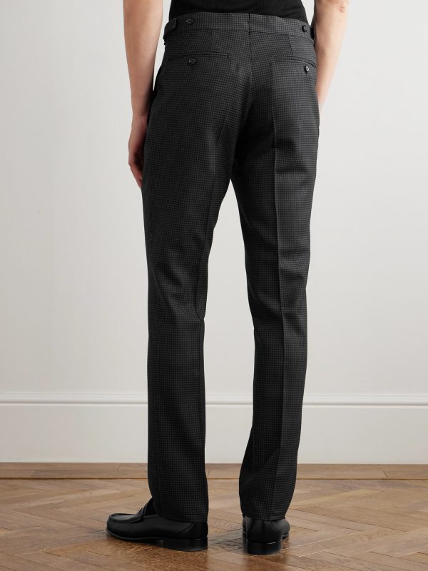 Dyllan Slim-Fit Houndstooth Wool-Blend Suit Trousers - BK Dyllan Slim-Fit Houndstooth Wool-Blend Suit Trousers - BK