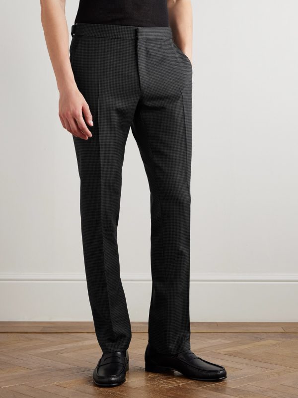 Dyllan Slim-Fit Houndstooth Wool-Blend Suit Trousers - FR Dyllan Slim-Fit Houndstooth Wool-Blend Suit Trousers - FR