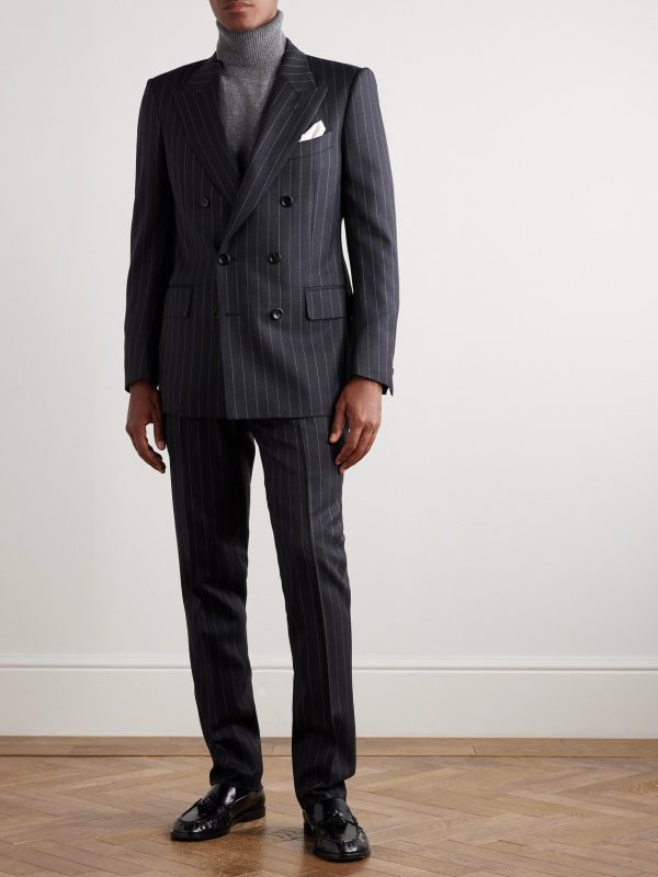 Dyllan Double-Breasted Striped Wool-Twill Suit Jacket - OU Dyllan Double-Breasted Striped Wool-Twill Suit Jacket - OU