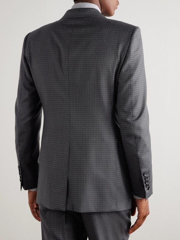 Checked Wool Suit Jacket - BK