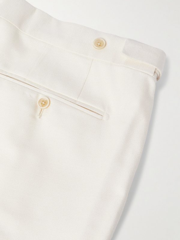 Slim-Fit Tapered Silk-Canvas Tuxedo Trousers - CU Slim-Fit Tapered Silk-Canvas Tuxedo Trousers - CU