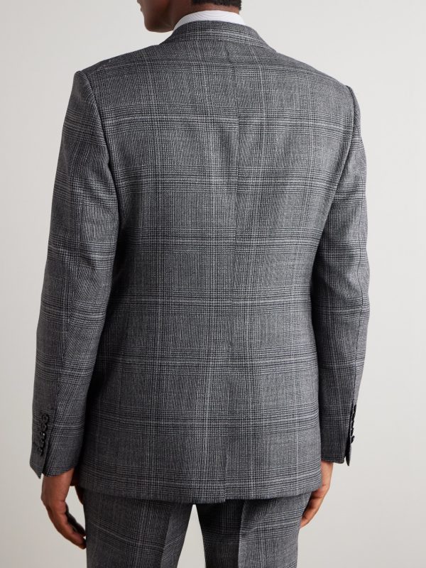 Shelton Slim-Fit Prince of Wales Checked Wool and Silk-Blend Suit Jacket - BK Shelton Slim-Fit Prince of Wales Checked Wool and Silk-Blend Suit Jacket - BK