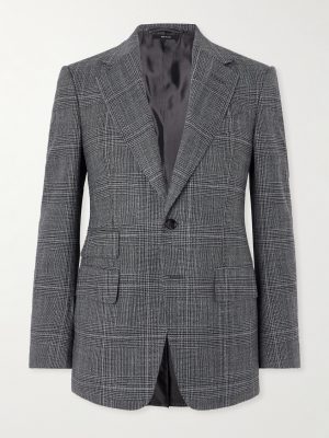 Shelton Slim-Fit Prince of Wales Checked Wool and Silk-Blend Suit Jacket Shelton Slim-Fit Prince of Wales Checked Wool and Silk-Blend Suit Jacket