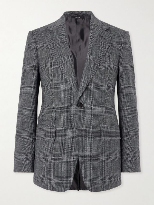 Shelton Slim-Fit Prince of Wales Checked Wool and Silk-Blend Suit Jacket Shelton Slim-Fit Prince of Wales Checked Wool and Silk-Blend Suit Jacket