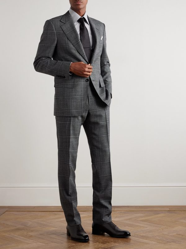 Shelton Slim-Fit Prince of Wales Checked Wool and Silk-Blend Suit Jacket - OU Shelton Slim-Fit Prince of Wales Checked Wool and Silk-Blend Suit Jacket - OU
