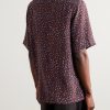 Convertible-Collar Printed Crepe de Chine Shirt - BK Convertible-Collar Printed Crepe de Chine Shirt - BK