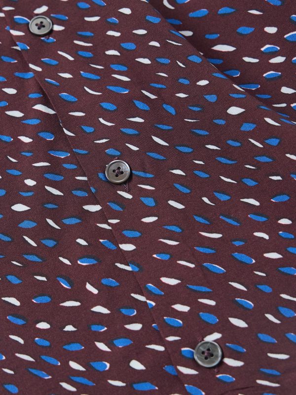 Convertible-Collar Printed Crepe de Chine Shirt - CU Convertible-Collar Printed Crepe de Chine Shirt - CU
