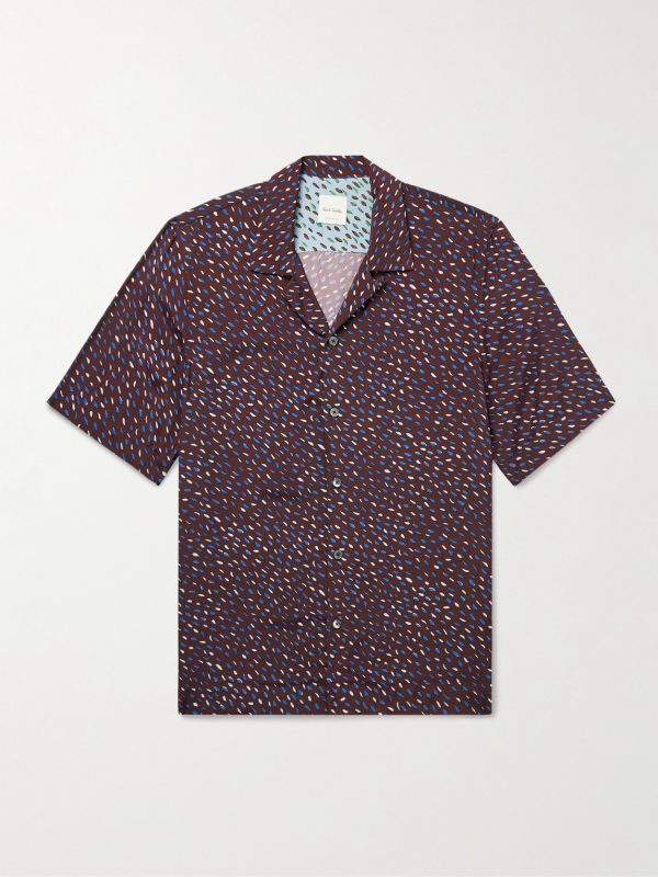 Convertible-Collar Printed Crepe de Chine Shirt Convertible-Collar Printed Crepe de Chine Shirt