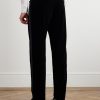Atticus Straight-Leg Satin-Trimmed Cotton-Velvet Tuxedo Trousers - BK