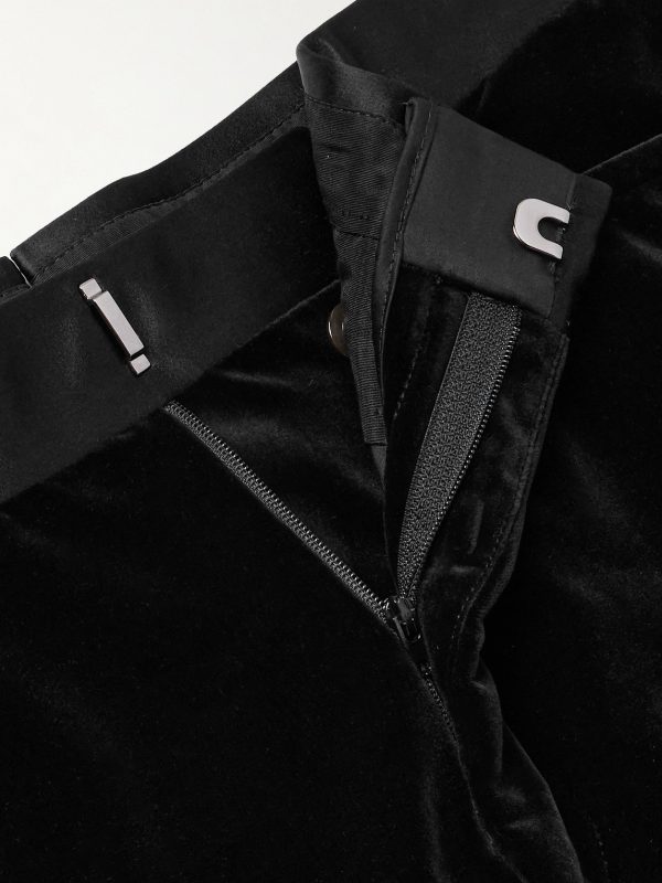 Atticus Straight-Leg Satin-Trimmed Cotton-Velvet Tuxedo Trousers - E1