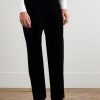 Atticus Straight-Leg Satin-Trimmed Cotton-Velvet Tuxedo Trousers - FR