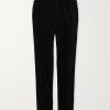 Atticus Straight-Leg Satin-Trimmed Cotton-Velvet Tuxedo Trousers