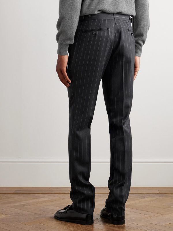 Dyllan Slim-Fit Tapered Striped Wool-Twill Suit Trousers - BK Dyllan Slim-Fit Tapered Striped Wool-Twill Suit Trousers - BK