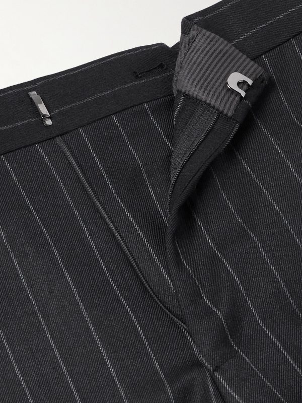 Dyllan Slim-Fit Tapered Striped Wool-Twill Suit Trousers - E1 Dyllan Slim-Fit Tapered Striped Wool-Twill Suit Trousers - E1