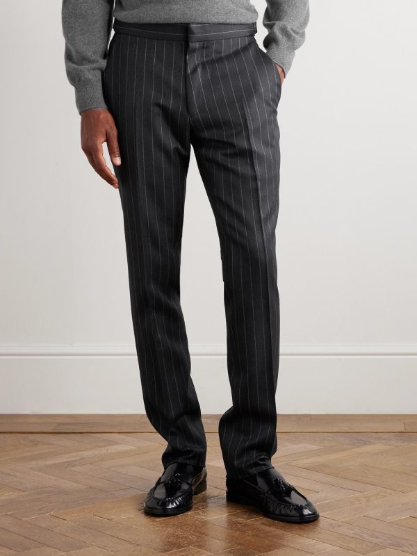Dyllan Slim-Fit Tapered Striped Wool-Twill Suit Trousers - FR Dyllan Slim-Fit Tapered Striped Wool-Twill Suit Trousers - FR