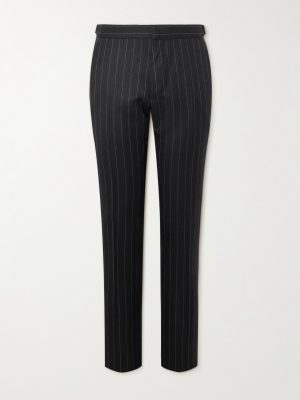 Dyllan Slim-Fit Tapered Striped Wool-Twill Suit Trousers