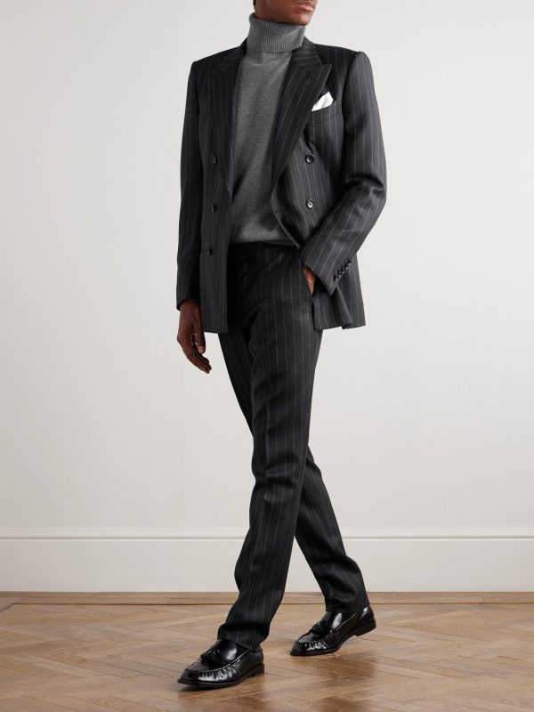 Dyllan Slim-Fit Tapered Striped Wool-Twill Suit Trousers - OU Dyllan Slim-Fit Tapered Striped Wool-Twill Suit Trousers - OU
