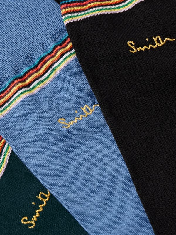 Three-Pack Striped Cotton-Blend Socks - CU Three-Pack Striped Cotton-Blend Socks - CU