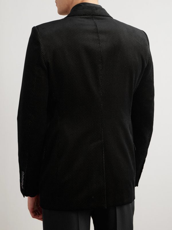 Dyllan Polka-Dot Cotton-Velvet Tuxedo Jacket - BK Dyllan Polka-Dot Cotton-Velvet Tuxedo Jacket - BK