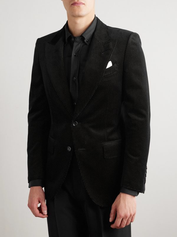 Dyllan Polka-Dot Cotton-Velvet Tuxedo Jacket - FR Dyllan Polka-Dot Cotton-Velvet Tuxedo Jacket - FR