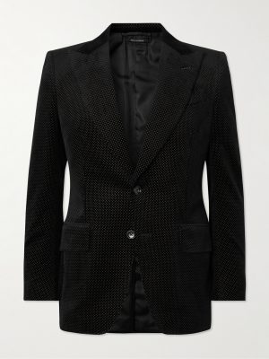 Dyllan Polka-Dot Cotton-Velvet Tuxedo Jacket