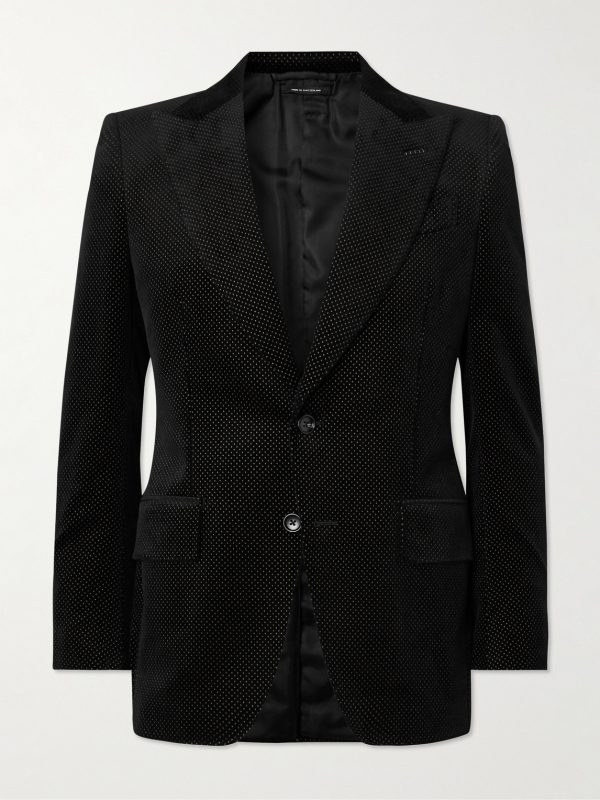 Dyllan Polka-Dot Cotton-Velvet Tuxedo Jacket Dyllan Polka-Dot Cotton-Velvet Tuxedo Jacket