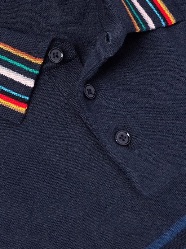Striped Cotton Polo Sweater - CU Striped Cotton Polo Sweater - CU