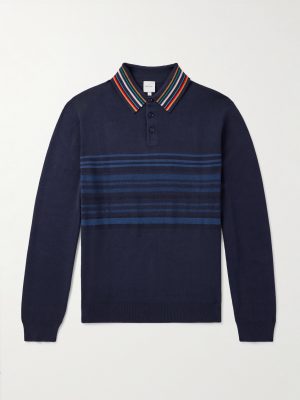 Striped Cotton Polo Sweater