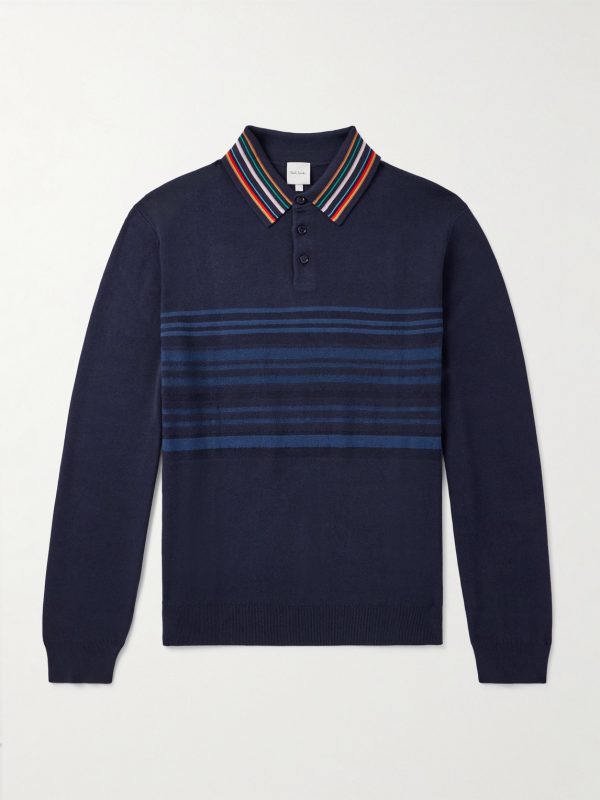 Striped Cotton Polo Sweater Striped Cotton Polo Sweater