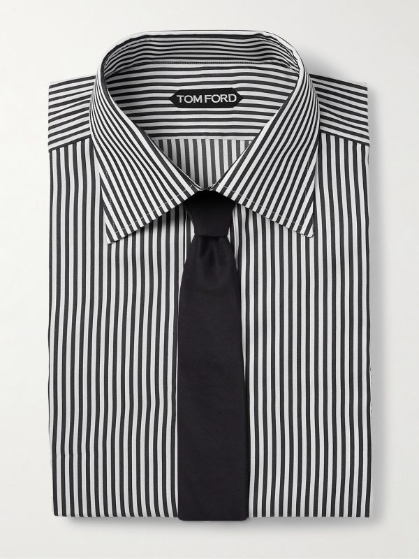 Striped Cotton and Silk-Blend Shirt - E1 Striped Cotton and Silk-Blend Shirt - E1