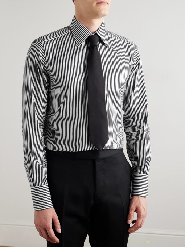 Striped Cotton and Silk-Blend Shirt - FR Striped Cotton and Silk-Blend Shirt - FR