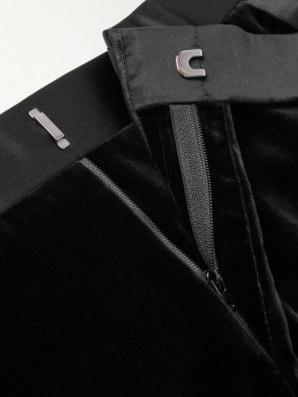 Straight-Leg Satin-Trimmed Velvet Tuxedo Trousers - E1 Straight-Leg Satin-Trimmed Velvet Tuxedo Trousers - E1