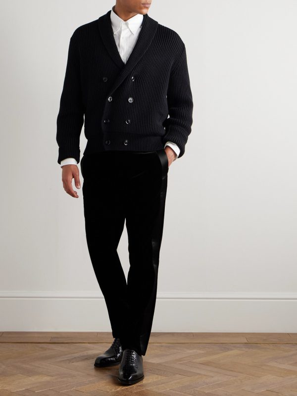 Straight-Leg Satin-Trimmed Velvet Tuxedo Trousers - OU Straight-Leg Satin-Trimmed Velvet Tuxedo Trousers - OU