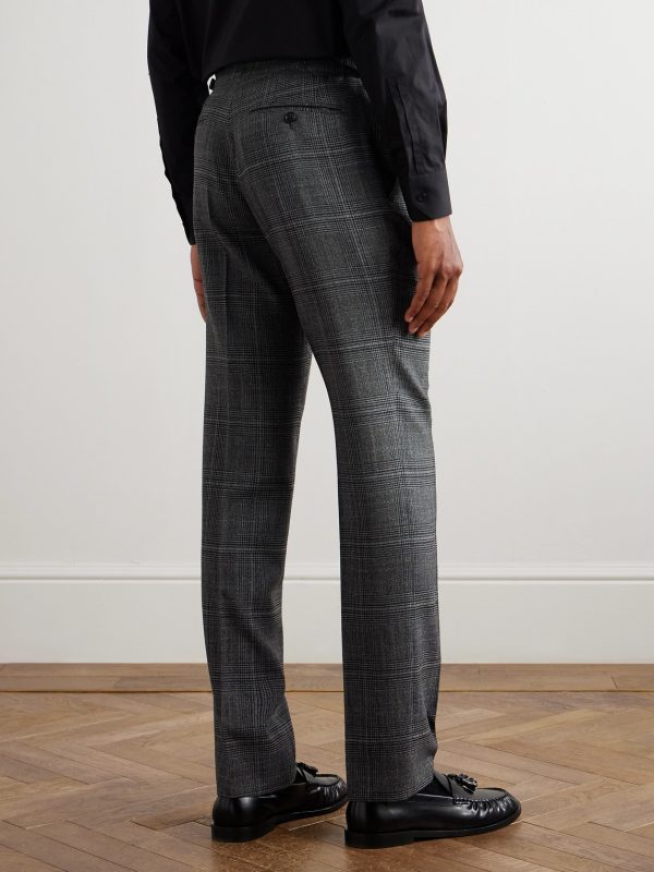 Shelton Slim-Fit Straight-Leg Prince of Wales Checked Wool and Silk-Blend Suit Trousers - BK Shelton Slim-Fit Straight-Leg Prince of Wales Checked Wool and Silk-Blend Suit Trousers - BK