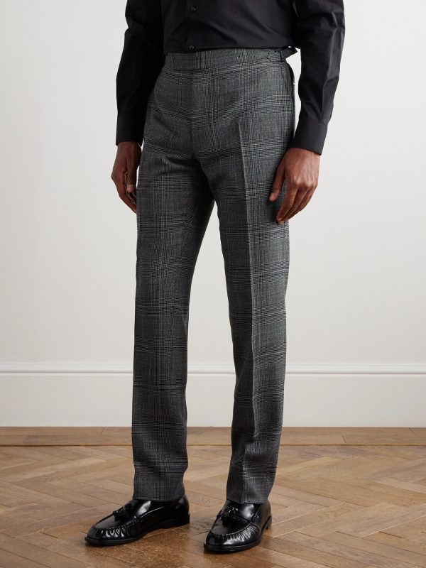 Shelton Slim-Fit Straight-Leg Prince of Wales Checked Wool and Silk-Blend Suit Trousers - FR Shelton Slim-Fit Straight-Leg Prince of Wales Checked Wool and Silk-Blend Suit Trousers - FR