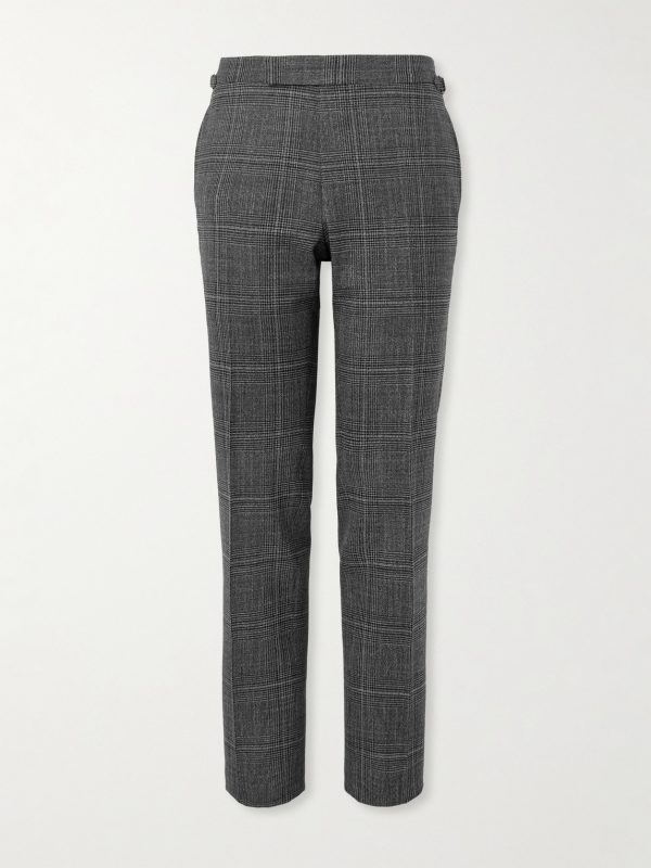 Shelton Slim-Fit Straight-Leg Prince of Wales Checked Wool and Silk-Blend Suit Trousers Shelton Slim-Fit Straight-Leg Prince of Wales Checked Wool and Silk-Blend Suit Trousers