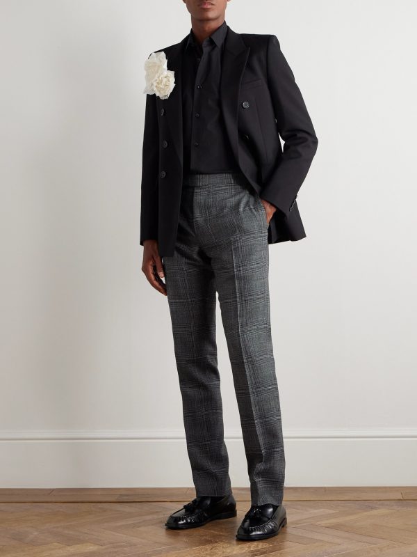 Shelton Slim-Fit Straight-Leg Prince of Wales Checked Wool and Silk-Blend Suit Trousers - OU Shelton Slim-Fit Straight-Leg Prince of Wales Checked Wool and Silk-Blend Suit Trousers - OU