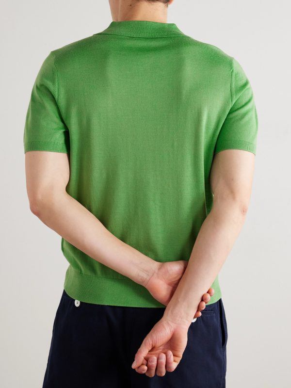 Slim-Fit Logo-Embroidered Wool Polo Shirt - BK Slim-Fit Logo-Embroidered Wool Polo Shirt - BK