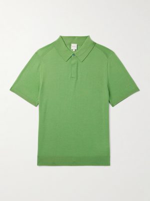 Slim-Fit Logo-Embroidered Wool Polo Shirt
